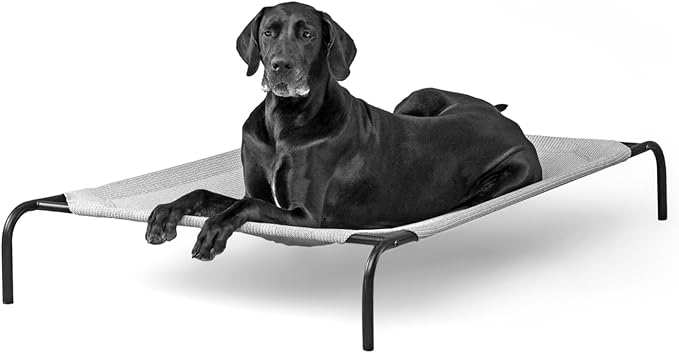 Coolaroo Original Elevated Dog Bed - Breathable Off-The-Ground Pet Bed with Cooling Fabric, Joint Relief & Moisture-Resistant Fabric, 100% Recyclable, Easy Clean, Gray, Extra Large