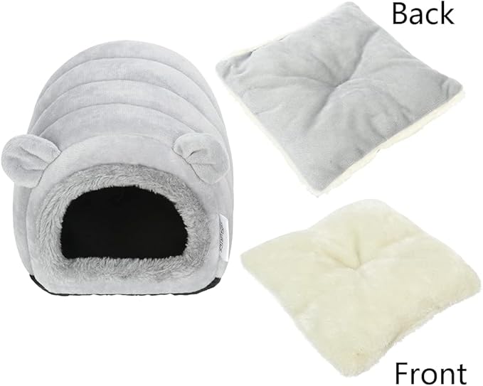 YOGURTCK Hamster Hedgehog Guinea Pig Cave Bed Nest Hideout, Small Animals Cage Supplies Warm House - Gray