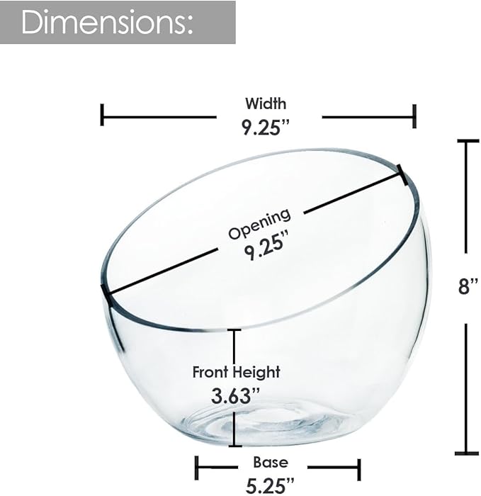 Craft And Party, Slantted Glass Cut Bubble Bowl, 8.5" Height x 10" Width Slantted Bubble vase for Terraium, Flower vase Centerpiece