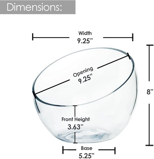 Craft And Party, Slantted Glass Cut Bubble Bowl, 8.5" Height x 10" Width Slantted Bubble vase for Terraium, Flower vase Centerpiece
