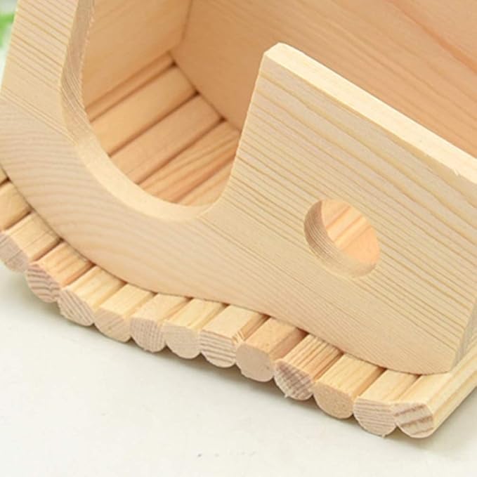 balacoo Wooden Hut Hideout for Hamsters Natural Solid Nesting House Entrance Small Habitat for Pet Promotes Chewing Instincts and Exploration