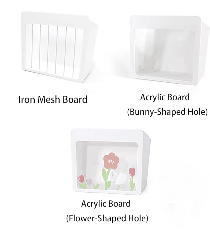 Hanging Rabbit Hay Feeder with Lid - No Waste Slow Feed Hay Rack for Rabbits, Guinea Pigs & Small Pets - Sturdy White Design, Easy to Fill & Clean, Cage Mounted Bunny Hay Holder (Iron mesh Style)