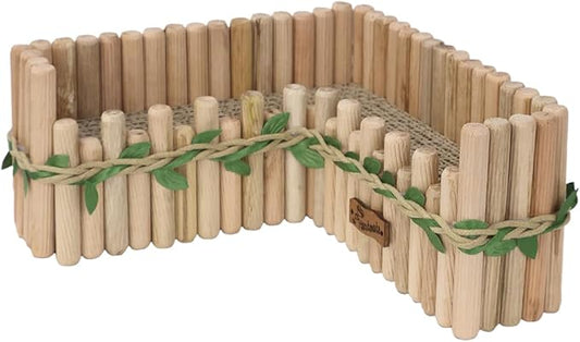 Hamster Cage Sprays Flower Foraging Holder - Natural Wood Feeding Stand, Small Pet Habitat Accessories for Hamsters Mouse Guinea Pig Dwarf Gerbils Syrian Mice (L Shape)