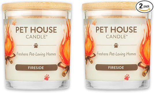 One Fur All Pet House Candle 9 OZ Plant-Based Soy Scented Candle with a 60 Hour Burn Time and a Cotton Wick - Fireside
