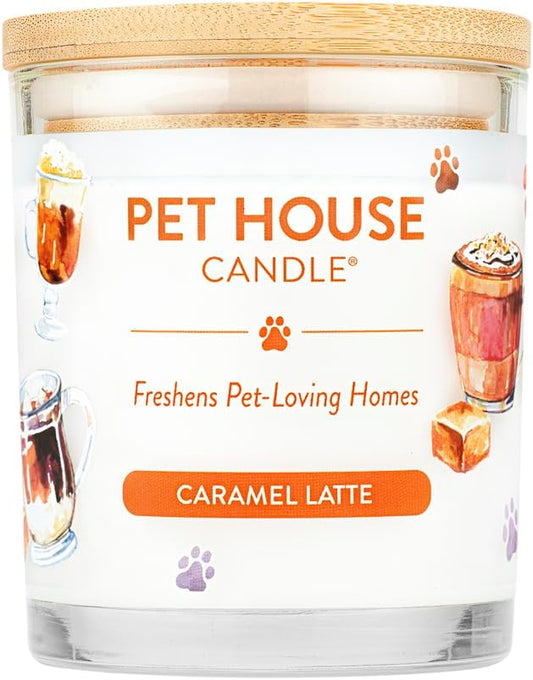 One Fur All Pet House Fall Candles, Long Lasting, Clean Burning, Soy Wax Scented Candles for Pet Odor, Caramel Latte