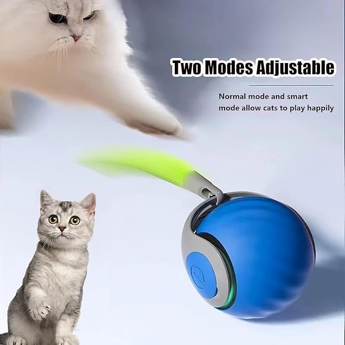 Interactive Cat Toys for Indoor Cats, Automatic Cat Toy with Tail, Electric Rolling Ball on Carpet,Cat Toys for Bored Indoor Adult Cats