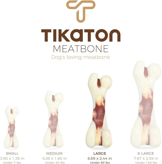 Tikaton Indestructible Dog Chew Toys for Aggressive Chewers, Bacon Flavor Durable Dog Teething Chew Toys Bones for Large/Medium/Small Puppies