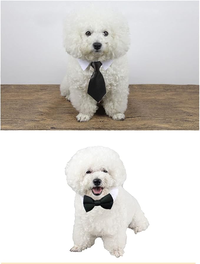 4 Pieces Pets Dog Cat Bowtie Pet Costume Adjustable Formal Necktie Collar for Cats Small Dogs Puppy Grooming Accessories (Black/red)