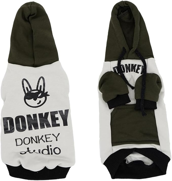 Sphynx Cat Hoodie Sweater, Thick Warm Stratch Soft Cat Hoodie Jacket,Two Legged Warm Fleece Hoodie for cat,Autumn Winter Clothes for Kitten Small Dogs (Dark Green&White, M (3-5lbs))