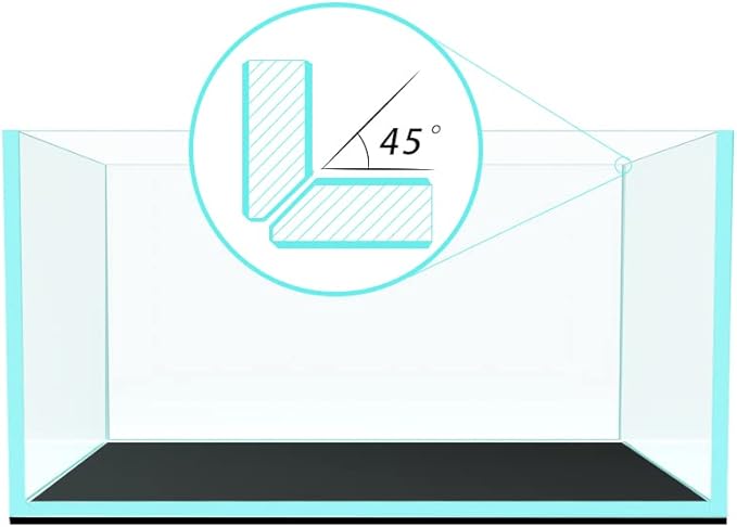Fzone 3.8gal Shallow Rimless Low Iron Fish Tank Nova Clear Ultra-White 45° Mitered Edges Translucent Glass Anata Series Aquarium w/Black Foam Leveling Mat