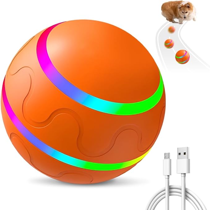 Vibrating Dog Ball, Moving Dog Ball, Shaky Ball Toy for Dogs, Interactive Bouncing Ball for Dog, Automatic Moving Dog Toy Ball, Shaking Dog Ball for Small Medium Large Dogs (#Large-Orange)