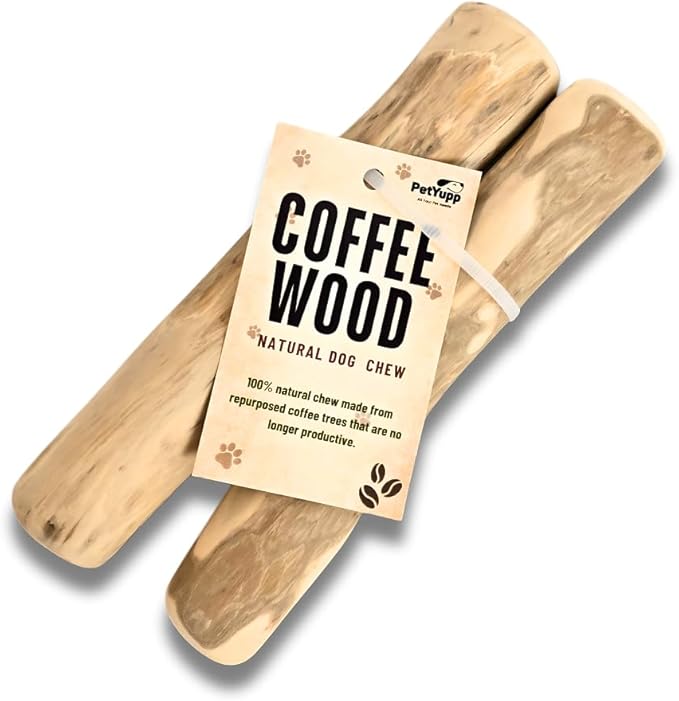 Natural Coffee Wood Dog Chew Small, 2 Count - Promotes Dental Health, Reduces Tartar & Chewing Exercise for Aggressive Chewers, Small, Medium & Large Dogs - Safe Chew Toy for Puppy