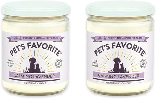 Pet's Favorite Pet Odor Candle, Clean Burning, Long Lasting Scented Candles with a Cotton Wick. (Calming Lavender, Pack of 2)