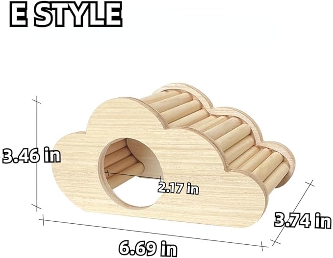 Hamster Wooden Hideout House Natural Wood Pet Rats Climbing Play Hut Hideaway Room for Small Chicken Hedgehogs Chinchilla Habitat Pet Cage Accessories (E)