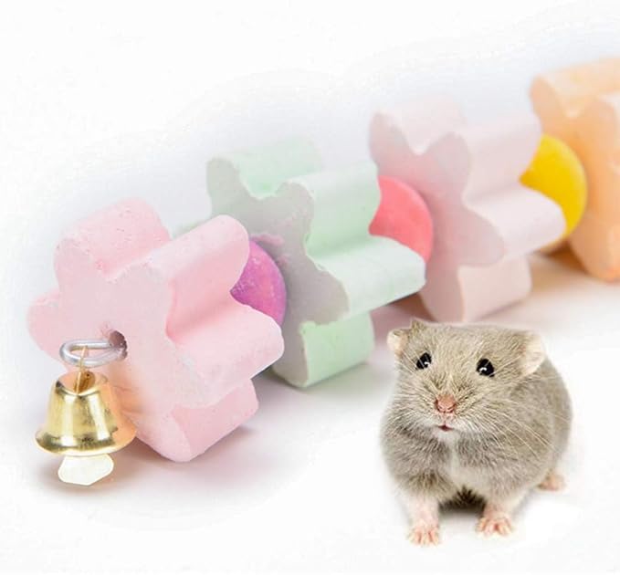 2Pieces Parrot Beak Trimmer Calcium Stone Chinchilla Grinding Teeth Lava Block Bird Beak Trim Pumice Toy Mineral Rock Chewing Toys with Bell for Conure Budgies Parakeet Hamster Rabbit