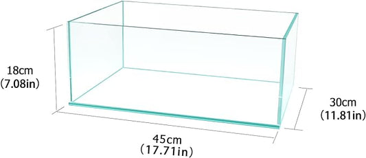 Fzone 6.4 Gal Shallow Rimless Low Iron Fish Tank Nova Clear Ultra-White 45° Mitered Edges Translucent Glass Anata Series Aquarium w/Black Foam Leveling Mat