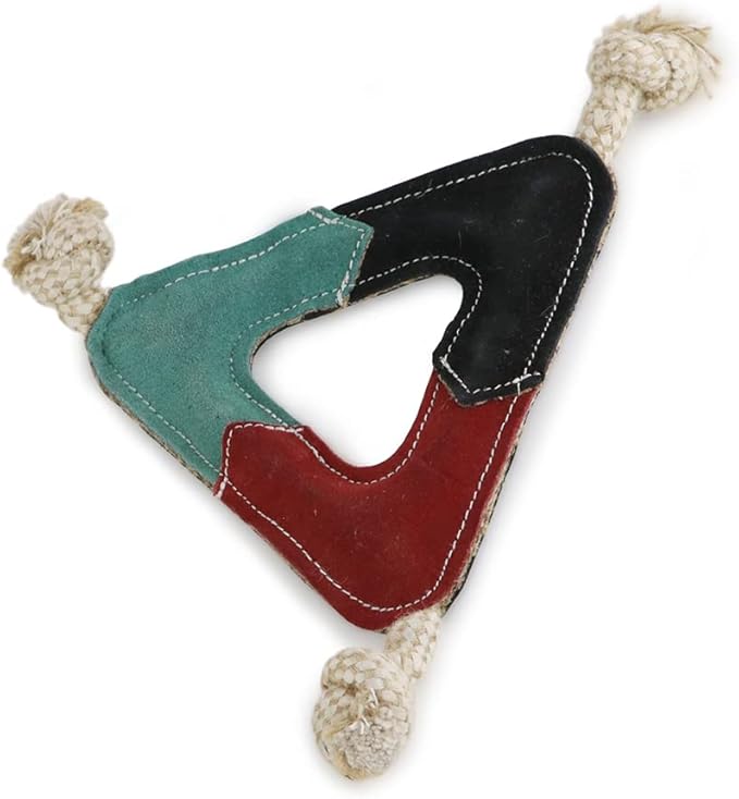 Triangle Shape Natural Suede Leather Chew Toy for Medium to Large Dogs, Leather Dog Toys (Pack of 2)