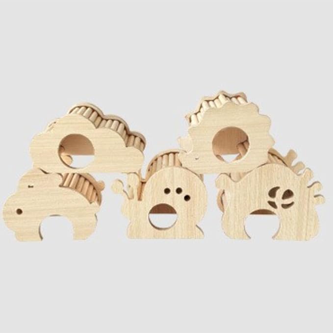 Hamster Wooden Hideout House Natural Wood Pet Rats Climbing Play Hut Hideaway Room for Small Chicken Hedgehogs Chinchilla Habitat Pet Cage Accessories (E)
