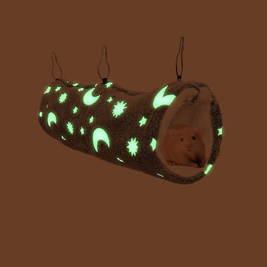 Luminous Noctilucent Glow Guinea Pig Rat Hammock Tunnel, Ferret Hanging Bunk Bed Hammock, Rat Ferret Guinea Pig Hideout and Soft Bed for Small Animals (5.Moon Tunnel Hammock)