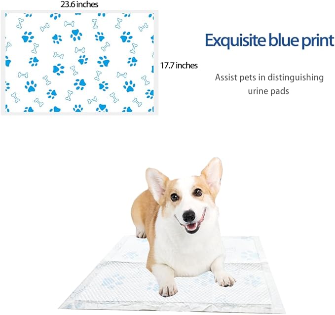 Blue Meteorite Puppy Pee Pads ,7-Layer Leak-Proof Super Absorbent,Potty Training , Heavy Duty Absorbency,Quick-Dry Surface,Blue & White (24"x18"),50 Count