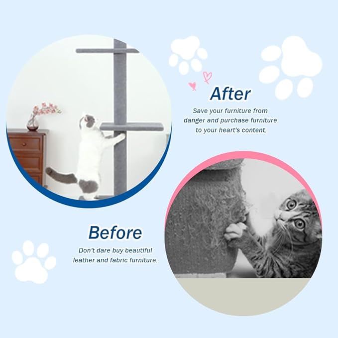 Max & Marlow Cat Tree Floor to Ceiling Cat Tower Height 95-108" Adjustable Kitten Tree Tall Climbing Tree with Carpet Scratching Post and Mat Cat Pole for Indoor Cats,Light Grey
