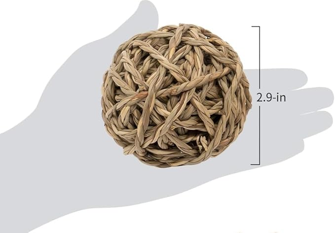 William Craft 2.9 Inch Bunny Chew Grass Balls, 6 Pcs Rolling Chew Toys for Small Animals, Natural Chew Grass Toys and Bunny Treats for Rabbits, Guinea Pigs, Chinchillas, Hamsters, Mice Teeth Grinding