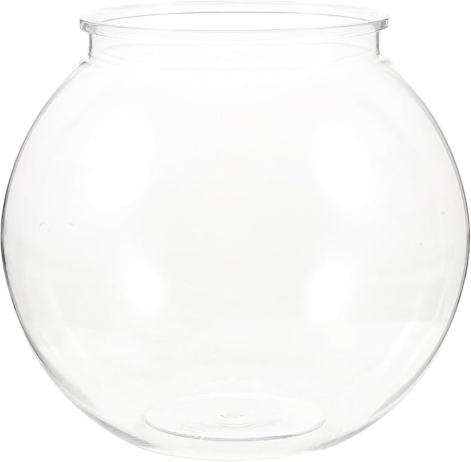 Plastic Fish Bowl, Aquarium Fish Tank Round Goldfish Tank Betta Fish Bowl Plant Holder Impact-Resistant Plastic for Betta Fish Aquarium, Home décor and Party Drinks (7" x 6.7" x 4")