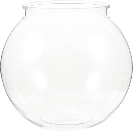 Plastic Fish Bowl, Aquarium Fish Tank Round Goldfish Tank Betta Fish Bowl Plant Holder Impact-Resistant Plastic for Betta Fish Aquarium, Home décor and Party Drinks (7" x 6.7" x 4")