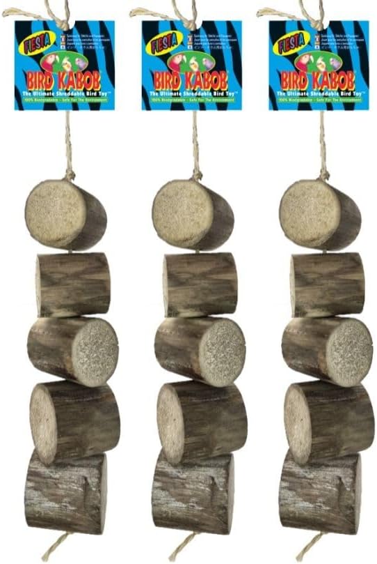 Fiesta - 3 Pack - an All-Natural, Holistic, Veterinarian Recommended, Earth Friendly, shreddable Hanging Bird Toy with Yucca Chunks