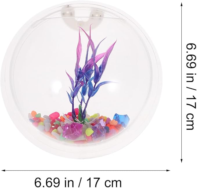 POPETPOP Wall-Mounted Acrylic Fish Tank Transparent Hanging Aquarium for Home Decor for Fish Water Plants Space-Saving Wall Decoration