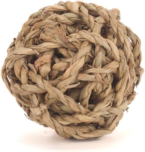Bunny Grass House, Hand Woven Natural Grass Hideouts for Rabbit, Foldable Hut Play House for Hamster, Guinea Pig, Hamster, Chinchilla and Small Animals to Play with Bunny Chew Toys