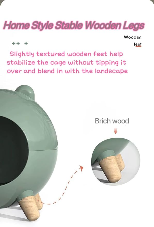 TUTU&LELE Hamster Hideout, Tiny House Hideout and Habitat, Space Elf Hiding Nest, Durable Hamster Bed with Round Thick Plush Pads, for Mice, Gerbils,Hamsters to Play, Sleep and Rest (Green)
