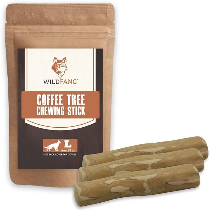 Wildfang® Coffee Wood Dog Chew, Large – Tough Chew Toys for Aggressive Chewers, Dog Teething Toys for Puppies, Training for Chewing Muscles, Coffee Tree Sticks for Large Dogs (55–99 lbs), Pack of 3
