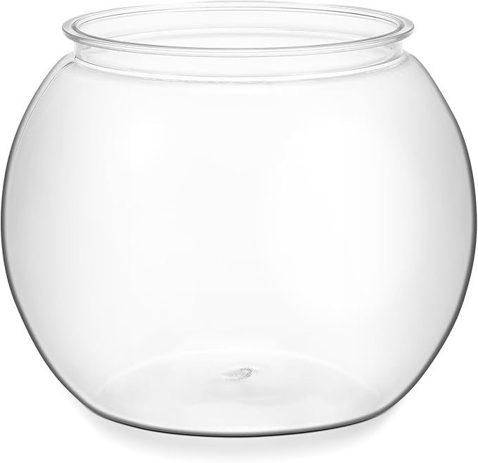 Plastic Clear Fish Bowl, Round Goldfish Betta Fish Tank, Desktop Bubble Bowl Plant Vase Pot for Fish Aquarium, Home Wedding Holiday Party Decor (1 Gallon, 8.6"x6.3")