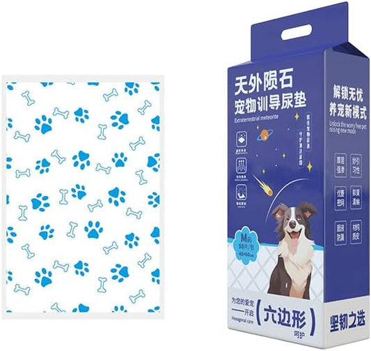 Blue Meteorite Puppy Pee Pads ,7-Layer Leak-Proof Super Absorbent,Potty Training , Heavy Duty Absorbency,Quick-Dry Surface,Blue & White (24"x18"),50 Count