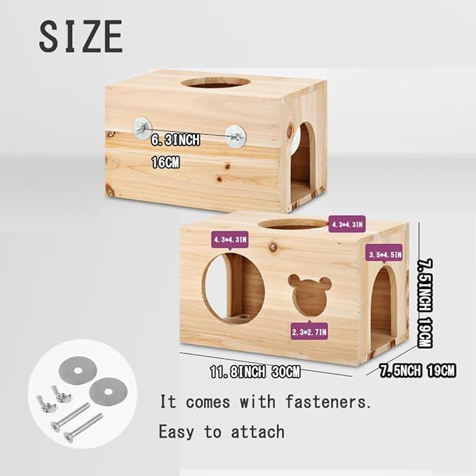 Chinchilla House – Natural Wooden Pet Hideout with Wooden Peg, No Paint, Safe & Durable, Ideal for Teeth Grinding