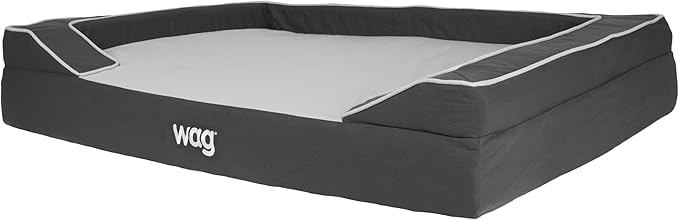 Luxe Dog Bed by Wag | Quad Layer Technology with Memory Foam, Orthopedic Foam, and Cooling Gel. Machine Washable Cover. Gray, Extra Large