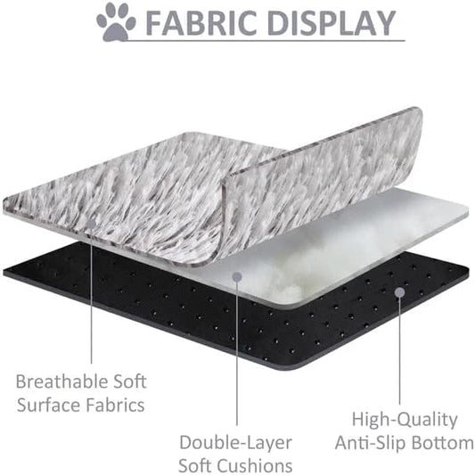 Original Calming Donut Dog and Cat Bed in Shag Fur, Dog Beds for Large Dogs, Anti Anxiety Round Fluffy Plush Faux Fur Pet Bed (Light Grey, 40x40)