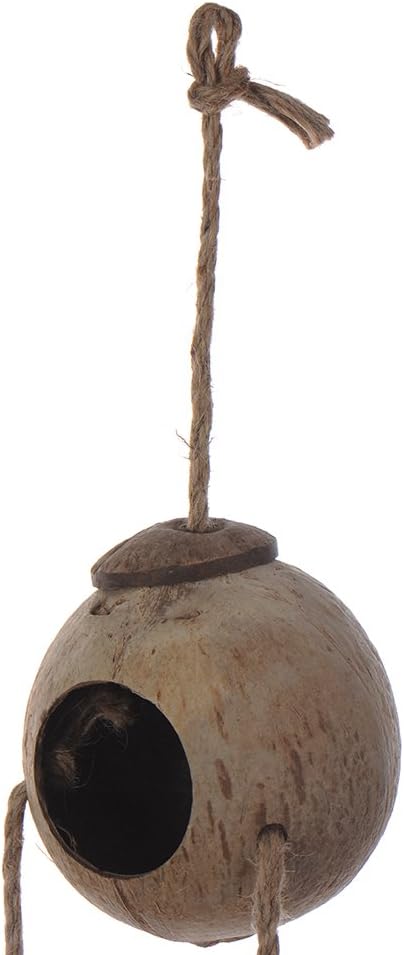 Hypeety Natural Coconut Hideaway Birds Toys Decorative Bird Nest Cage House with Bird Ladder Parakeet Budgie Cage Bird Nest