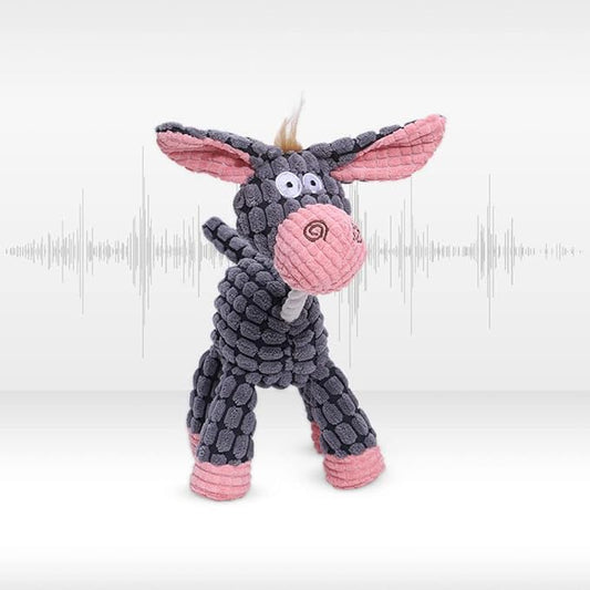 Soputry Plush Squeak Pet Toy, Interactive Stuffed Sound Toy for Small Medium Large Dogs, Squeaky Chew Toy (Donkey)