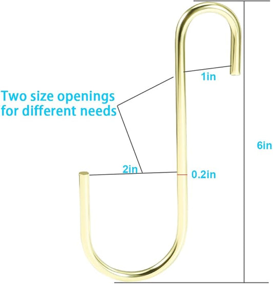 Vindar 3 Pack 6 Inches Bird Feeder Hook Heavy Duty Gold S Hooks Hangers for Kitchen, Office, Wind Chimes, Lanterns, Gardening Tools, Hummingbirds Feeders, Bird House, Lanterns