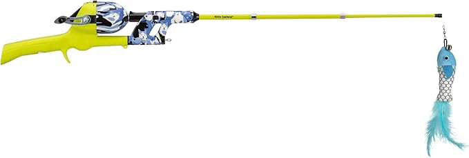 Cat Caster Fishing Pole Toy | Tangle Free & Easy to Store. Includes One Soft Toy and 2 Plastic Fish | The Ultimate Gift for Kitty Lovers, Cat Camo