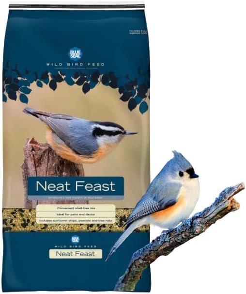 Blue Seal Neat Feast Wild Bird Seed | Attracts Wide Variety of Wild Outside Birds | Seed for Outside Feeder | Convenient Shell-Free Mix | Made in USA | 8 Pound Bag