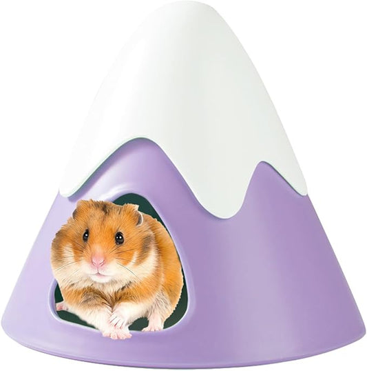 Hamster Hideout, Snowy Mountain Shape Hamster Hide House,Cute Small Animal Habitat Hideaway Hut for Syrian Hamsters, Mice, Gerbils, Rats (Purple)