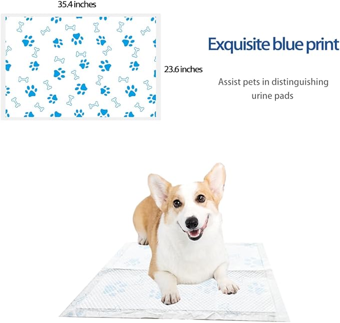 Blue Meteorite Puppy Pads,7-Layer Leak-Proof Super Absorbent,Potty Training,Ultra Absorbent and Odor Eliminating,Quick-Dry Surface,Four Corner Positioning Stickers( 35.4"x24"), 25 Count