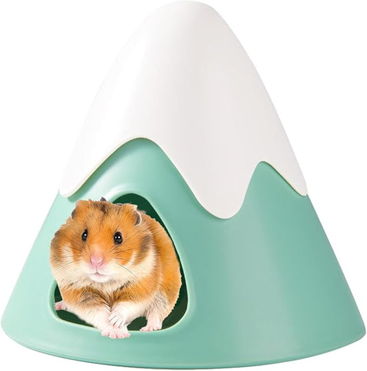 Hamster Hideout, Snowy Mountain Shape Hamster Hide House,Cute Small Animal Habitat Hideaway Hut for Syrian Hamsters, Mice, Gerbils, Rats (Green)