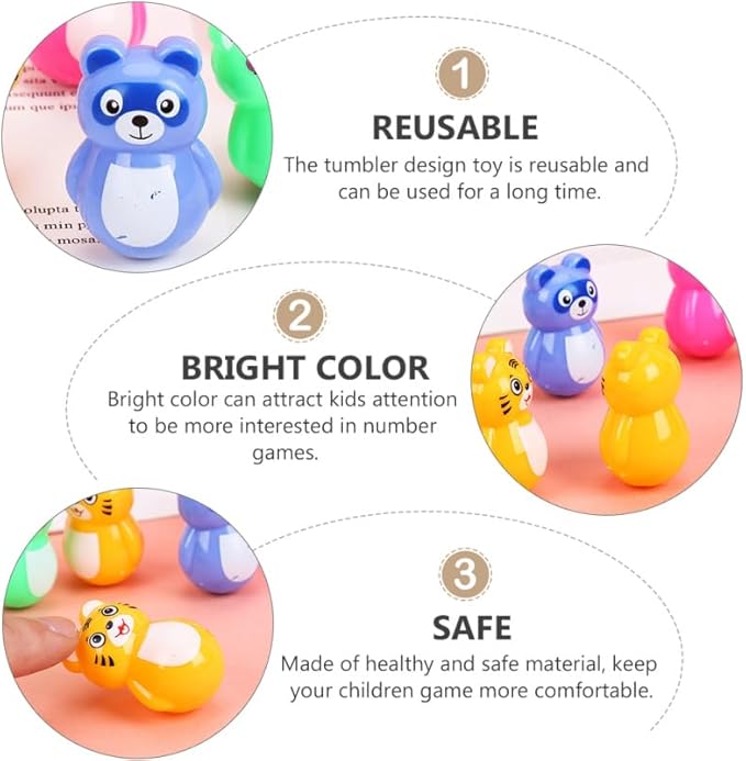 24Pcs Mini Animal Tumblers - Assorted Color Tiny Figurines for Kids Ideal for Party Favors Classroom Rewards and Imaginative Play