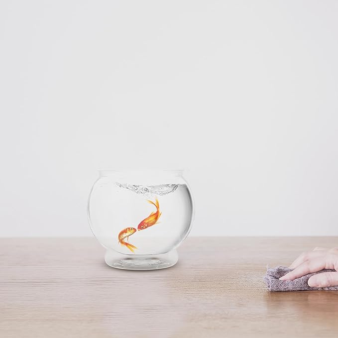 POPETPOP Plastic Fish Bowls Round Aquarium Clear Fish Keeper Fishbowl Vase Pot for Wedding Party Event Christmas Holiday Home Decor 18cm