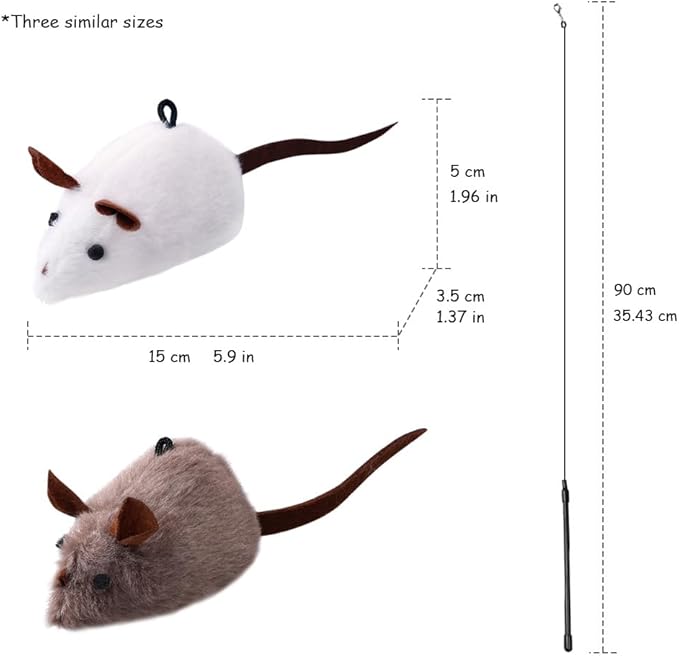 PAZ'S GIFT Cat Wand Toys, 2Piece Catnip Wiggle Sounding Toys, Soft and Durable, Interactive cat Kick Toy for Indoor Play Cats and mice