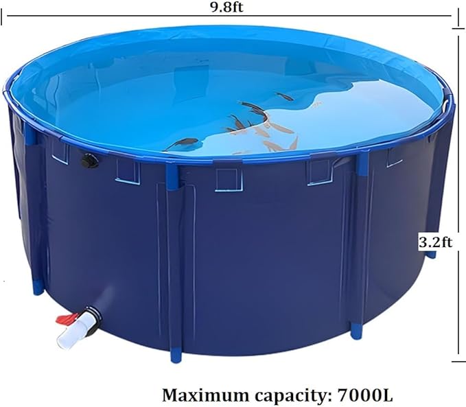 WANLIAN Pool Above Ground Canvas Fish Pond Circular Thickening Pool Large Collapsible Outdoors Tarpaulin for Koi Culture Agricultural Irrigation Water Storage Tank,Easy to Install(Belt Frame)(3 * 1)